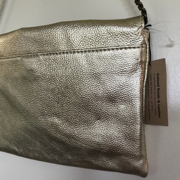 🌸 J. Crew Leather Envelope Bag / Clutch in Gold - Picture 3 of 12